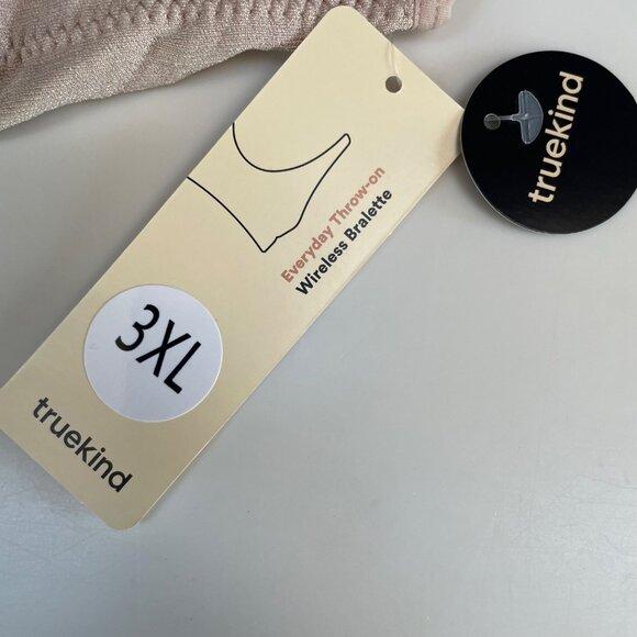 Truekind® Everyday Throw-on Wireless Bralette Tan Beige Nude Sz 3XL 91401 - Picture 4 of 4